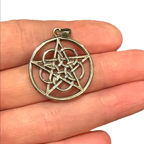 Peter Stone Sterling silver 925 Ringed star Pentacle Pentagram necklace pendant - Picture 1 of 5